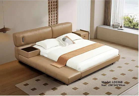 Giường bọc mềm 1m8 + Táp đầu giường LD3368