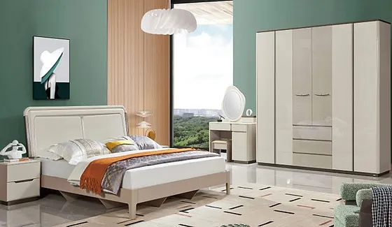 Giường ngủ + Tủ 6 cánh + Bàn phấn 3017