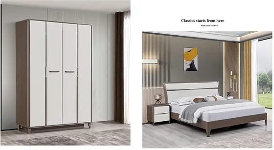 Tủ áo 4 cánh + Giường ngủ 1m8 + Bàn phấn 2569#yg